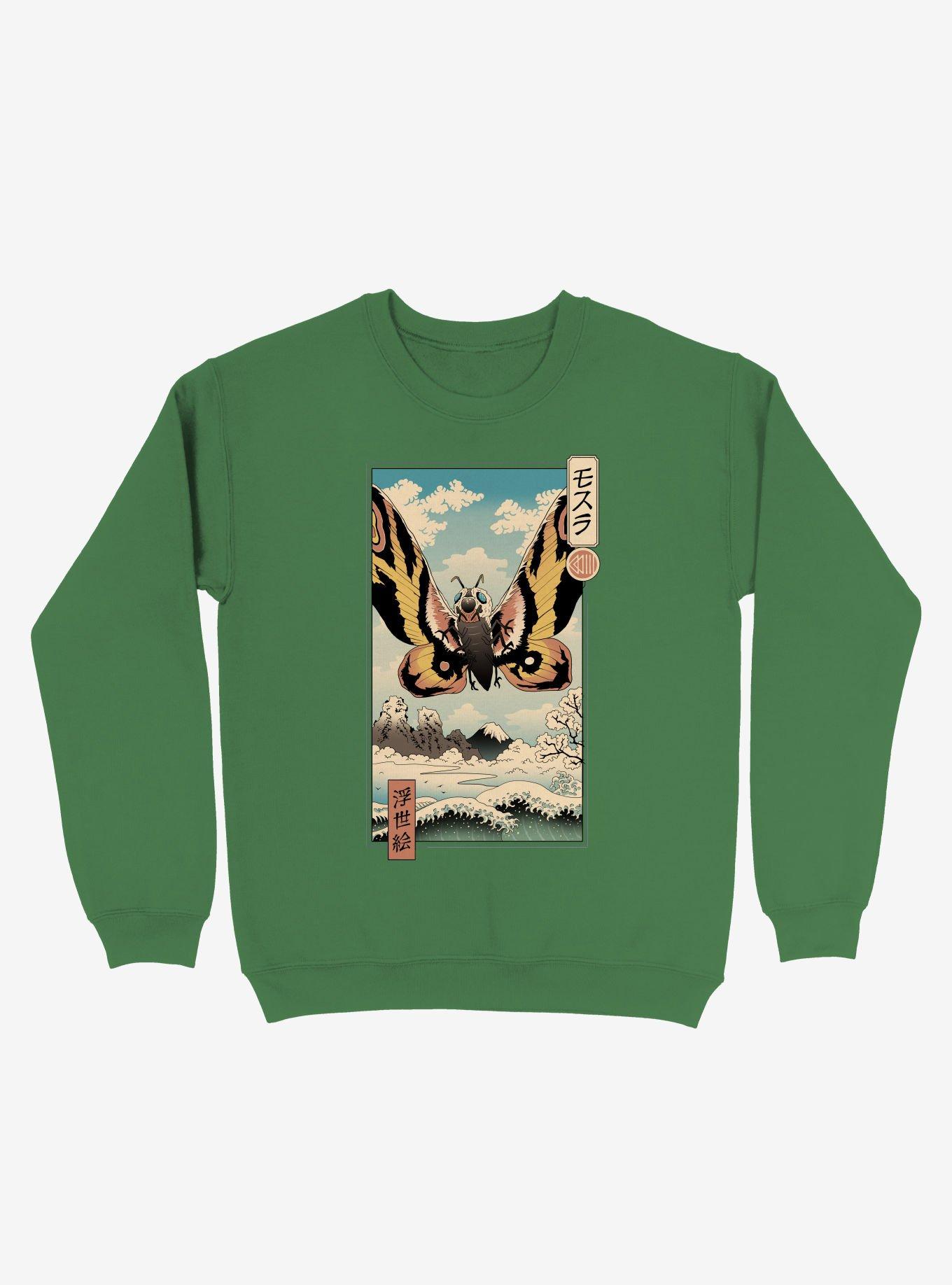 Ancient Moth Ukiyo-e Sweatshirt, KELLY GREEN, hi-res