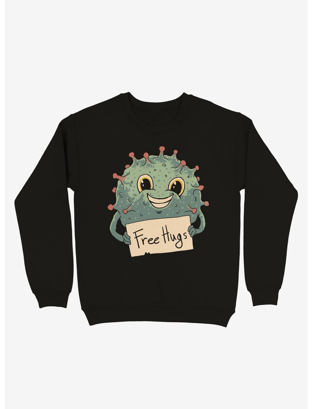 Free Virus Hugs Sweatshirt, BLACK, hi-res