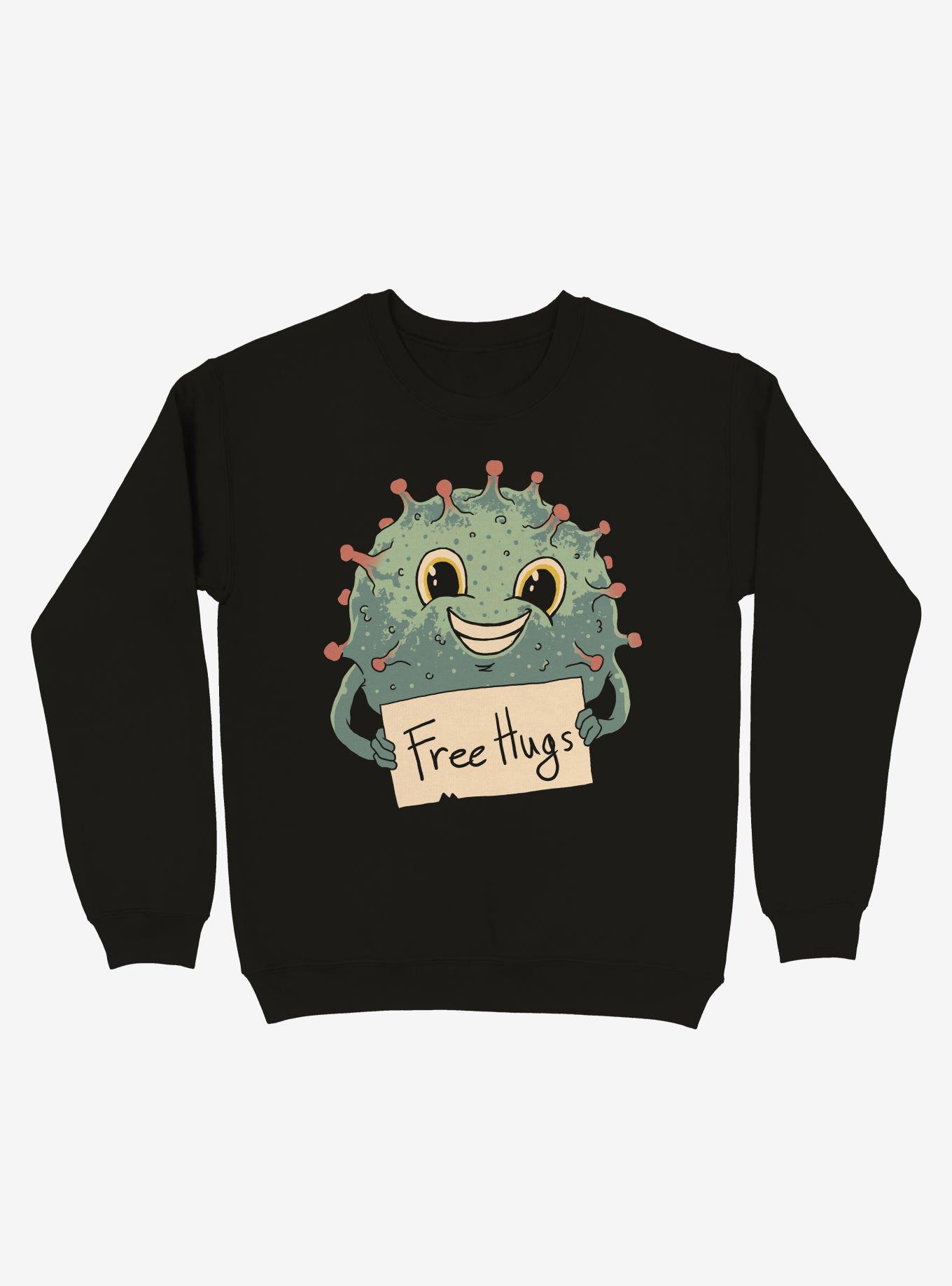 Free Virus Hugs Sweatshirt, BLACK, hi-res