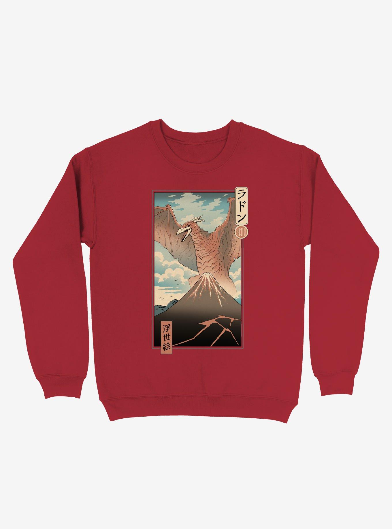 Irradiated Kaiju Ukiyo-e Sweatshirt, RED, hi-res