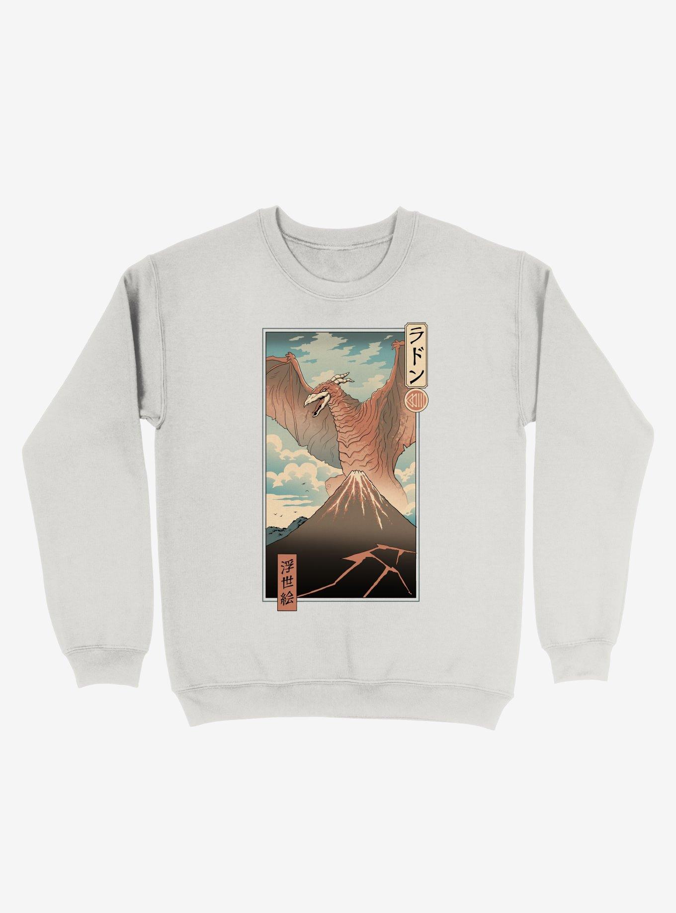 Irradiated Kaiju Ukiyo-e Sweatshirt, WHITE, hi-res
