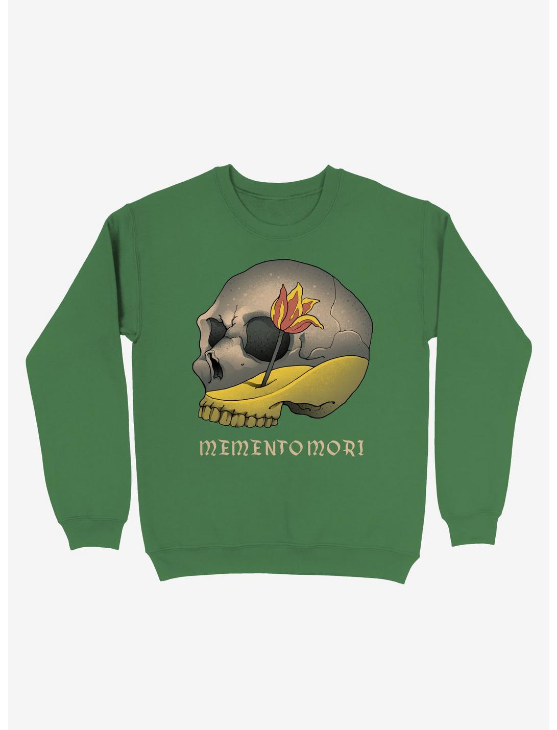 Memento Mori Skull Sweatshirt, KELLY GREEN, hi-res
