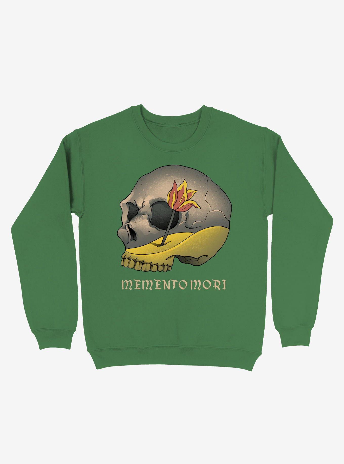Memento Mori Skull Sweatshirt, KELLY GREEN, hi-res