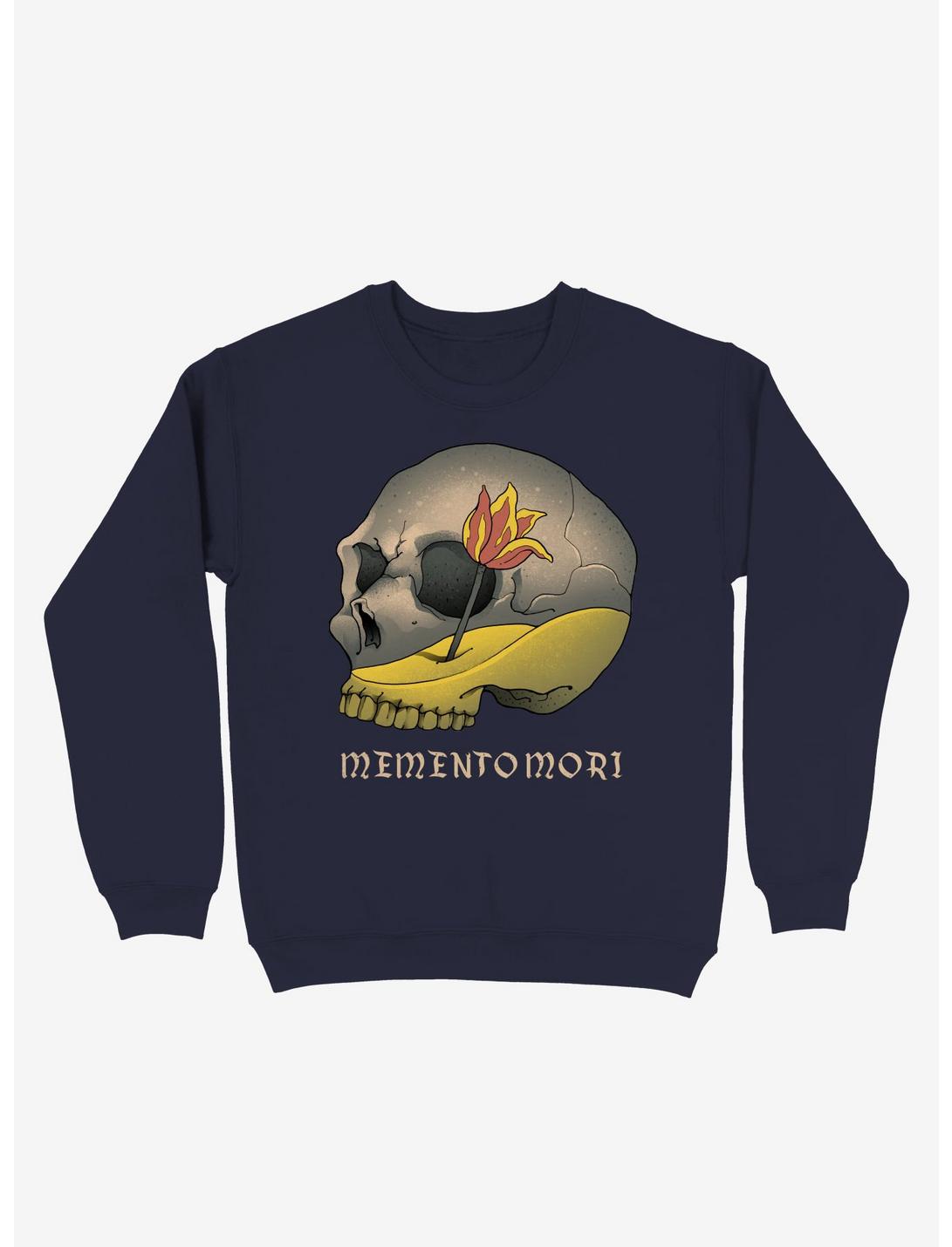 Memento Mori Skull Sweatshirt, NAVY, hi-res