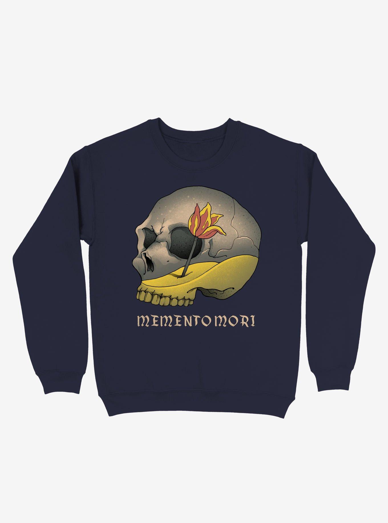 Memento Mori Skull Sweatshirt, NAVY, hi-res