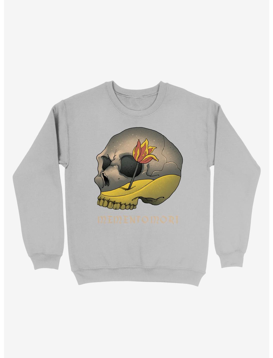 Memento Mori Skull Sweatshirt, SILVER, hi-res