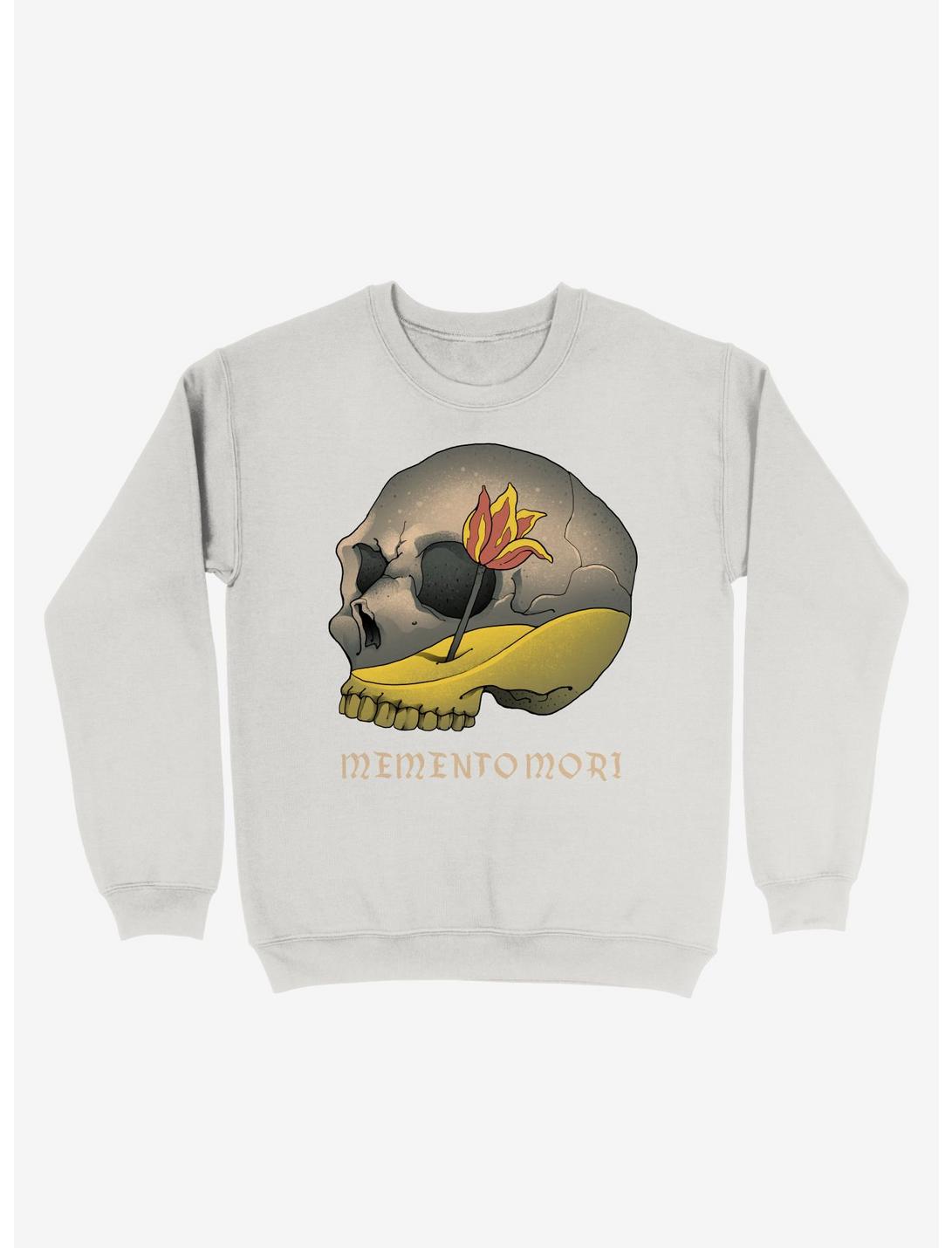 Memento Mori Skull Sweatshirt, WHITE, hi-res