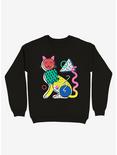 Memphis Cat Design Sweatshirt, BLACK, hi-res