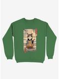 Neko Cat Ramen Ukiyo-e Sweatshirt, KELLY GREEN, hi-res