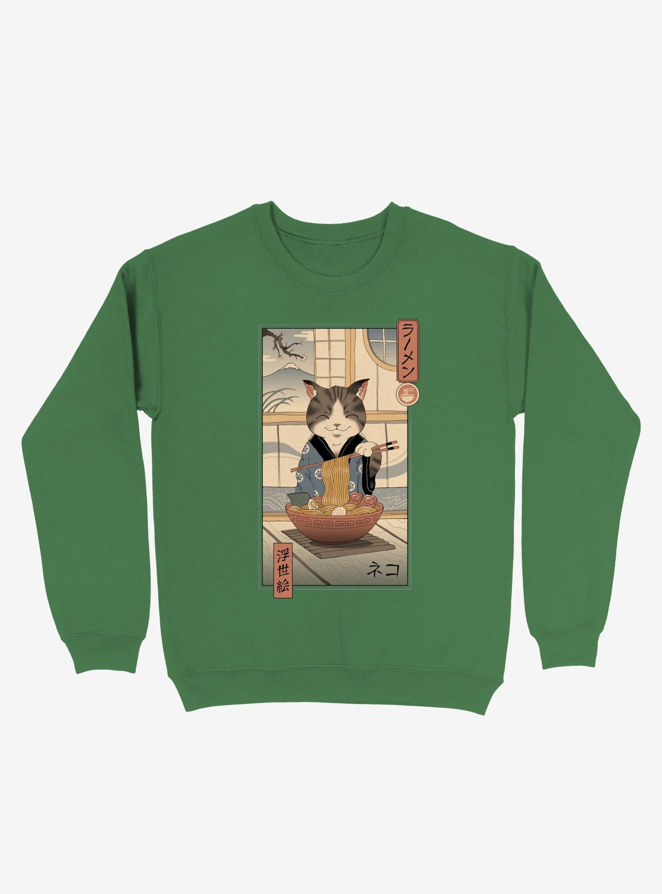 Neko Cat Ramen Ukiyo-e Sweatshirt, , hi-res