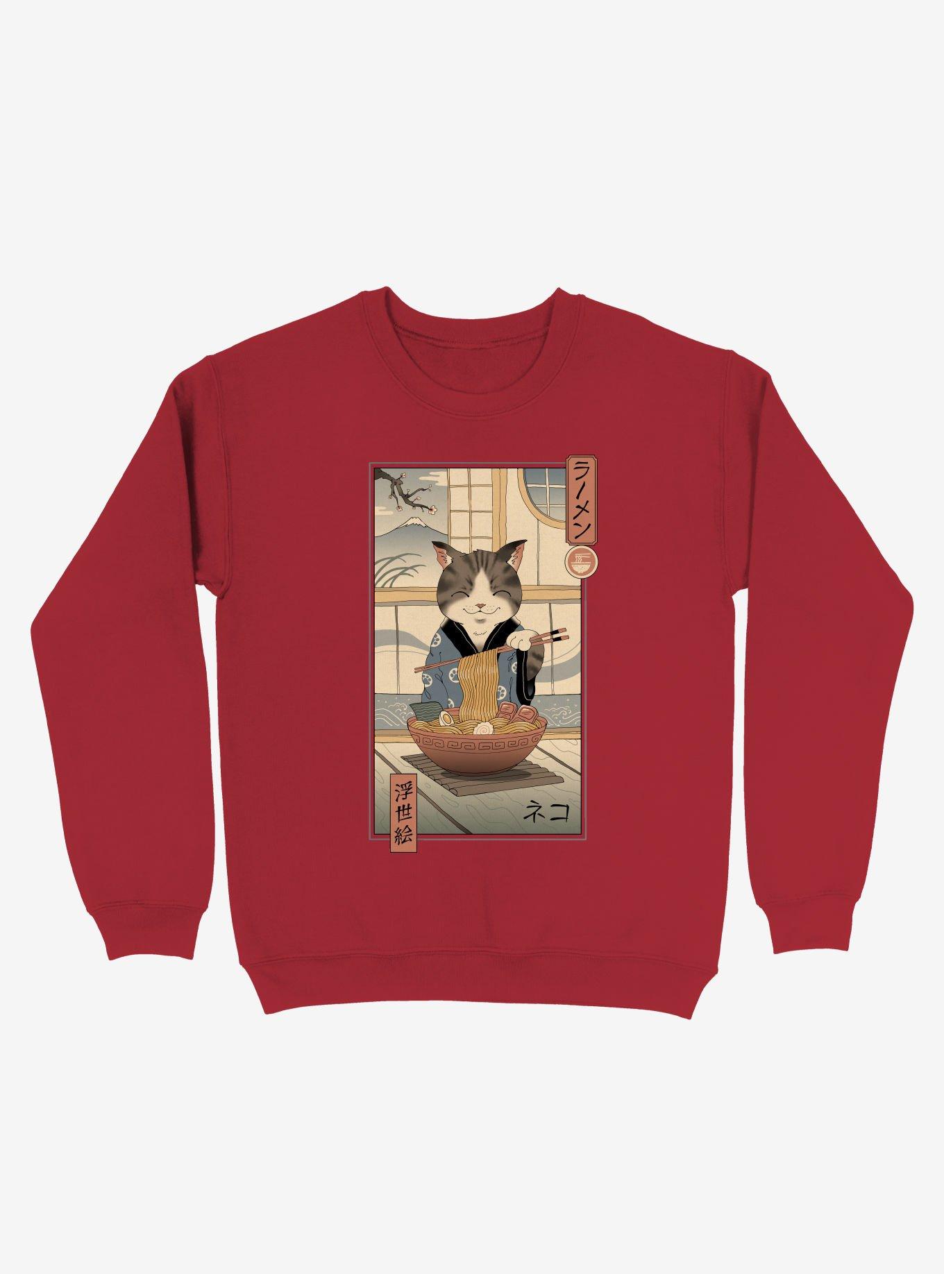 Neko Cat Ramen Ukiyo-e Sweatshirt, , hi-res