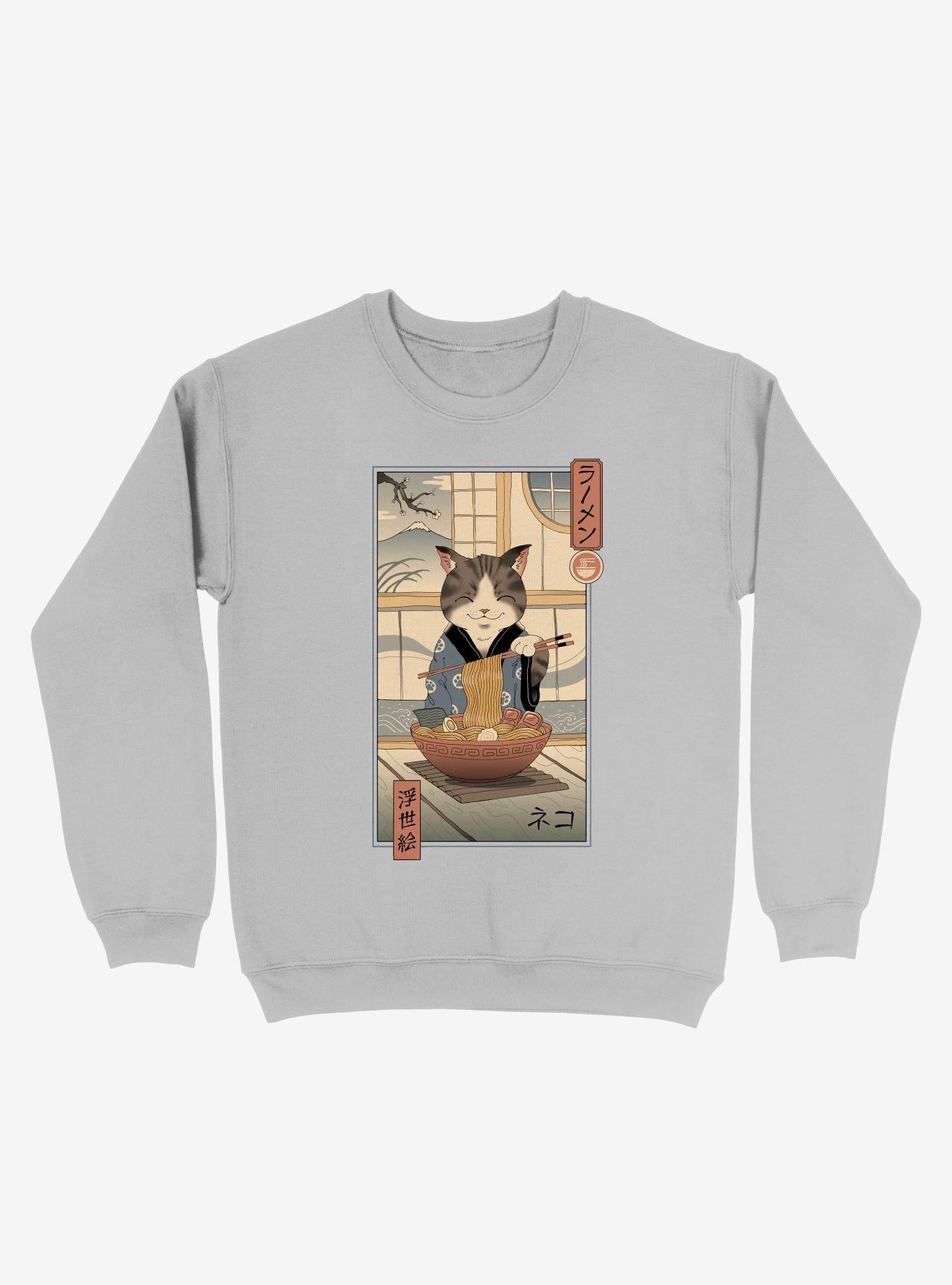 Neko Cat Ramen Ukiyo-e Sweatshirt, , hi-res