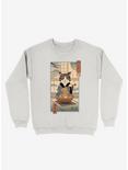 Neko Cat Ramen Ukiyo-e Sweatshirt, WHITE, hi-res