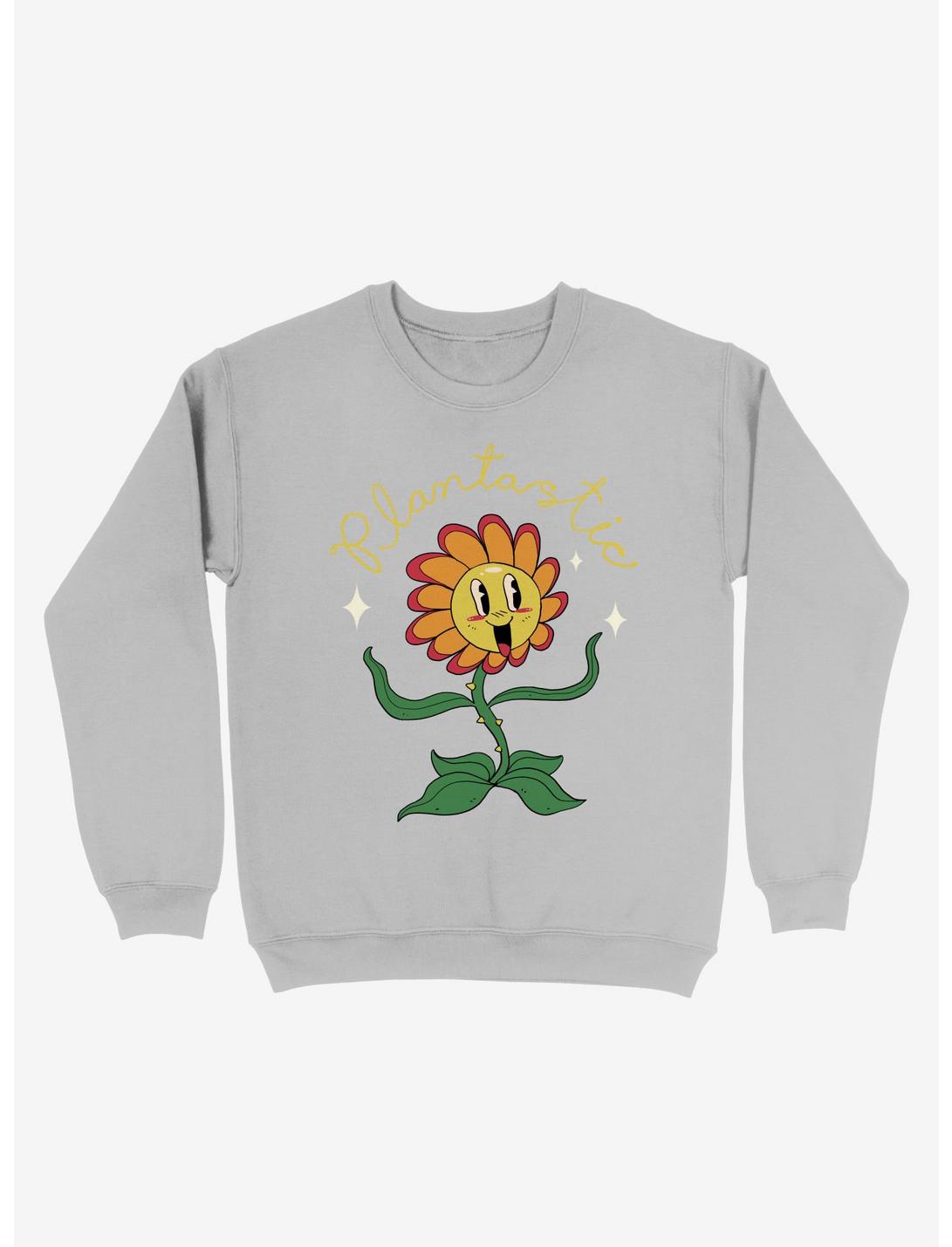 Plantastic Day! Flower Sweatshirt, SILVER, hi-res