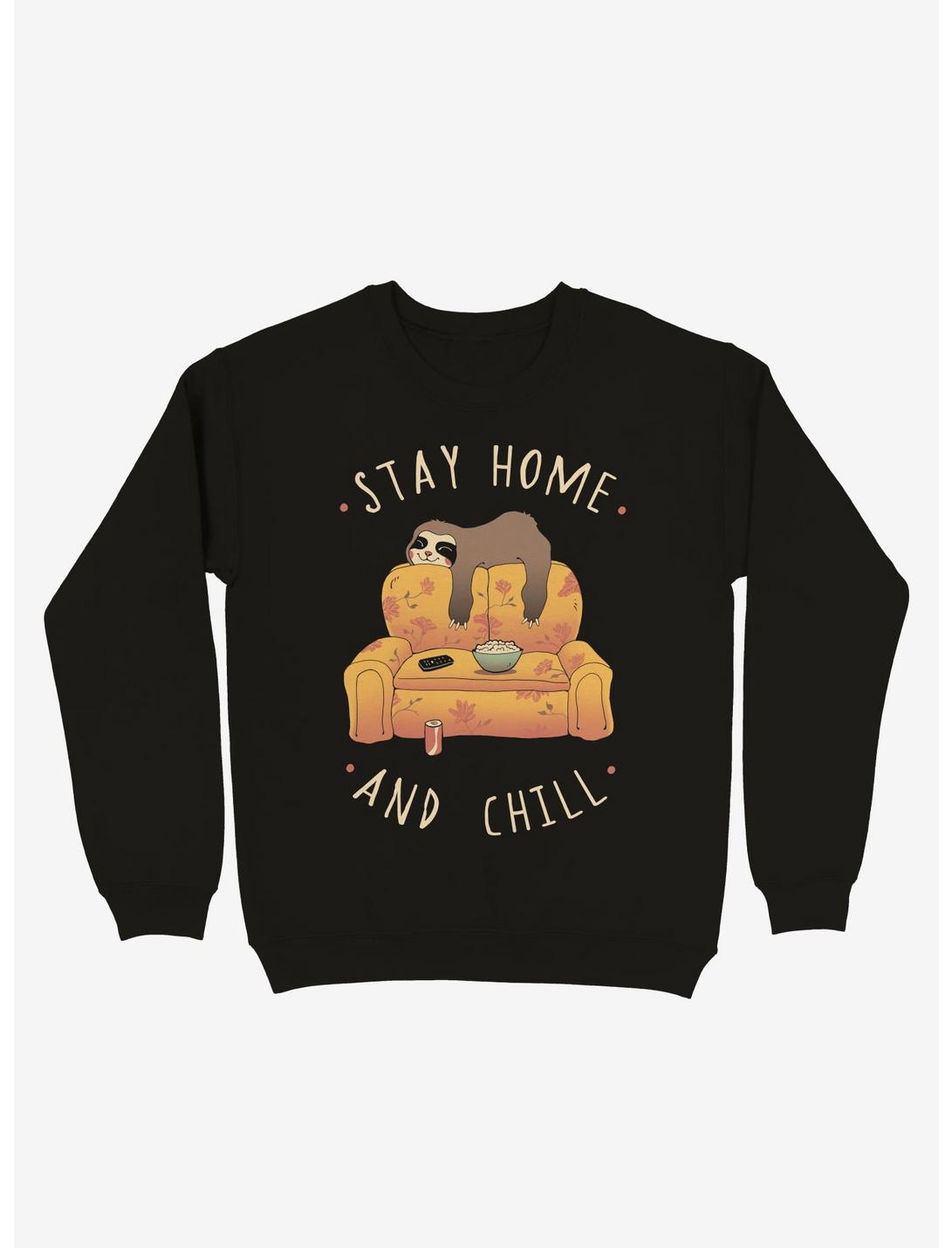 Stay Home And Chill Sweatshirt, BLACK, hi-res