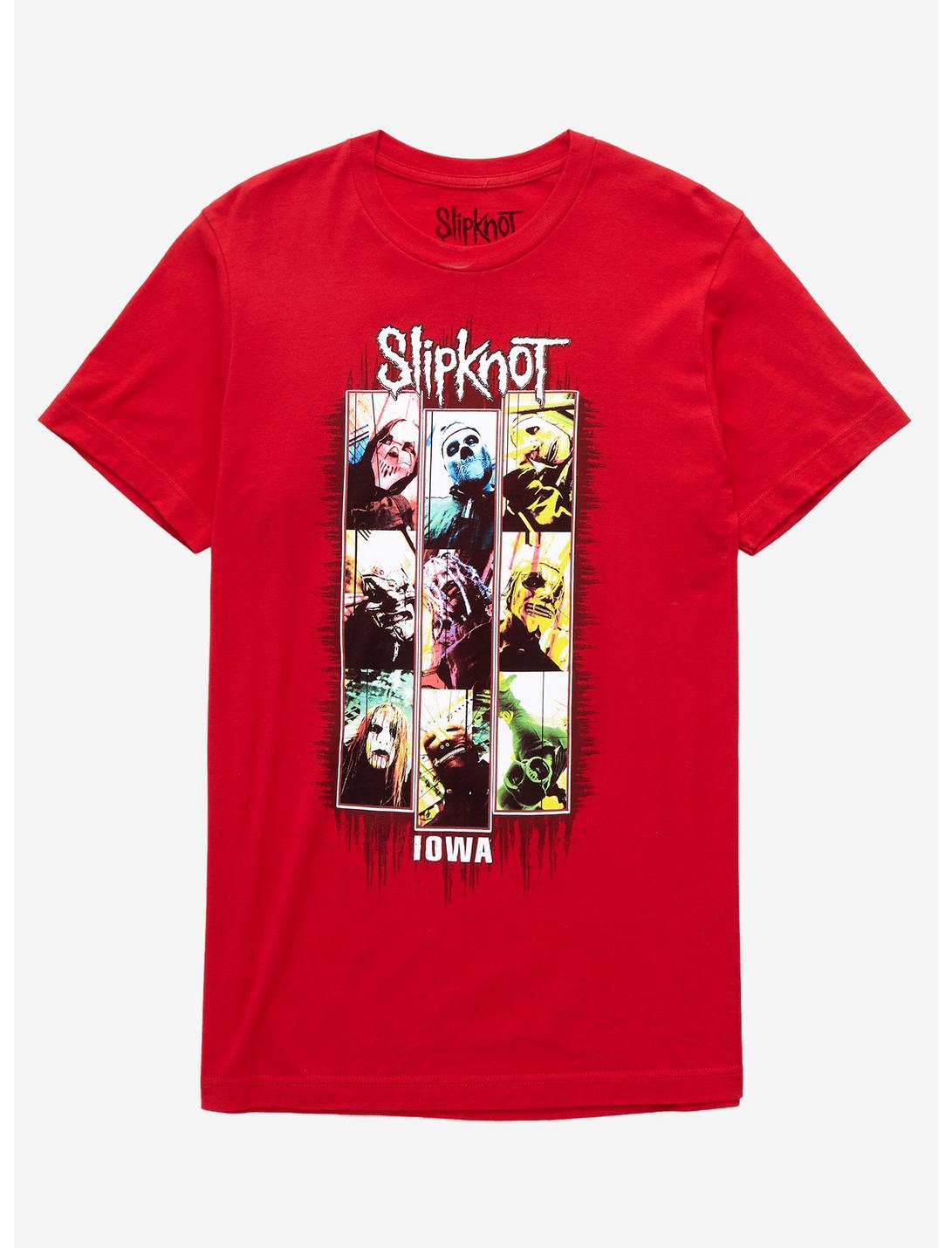 Slipknot Iowa Red Panel Group Masks T-Shirt, RED, hi-res