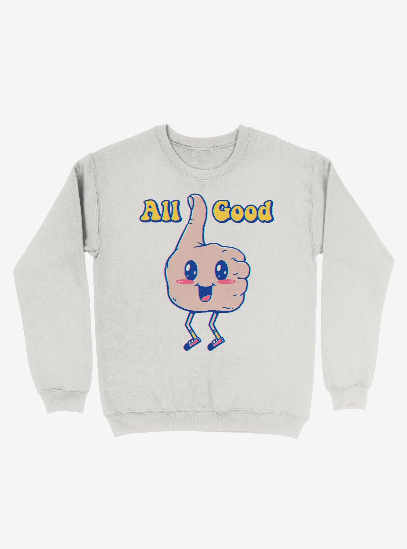 It's All Good Thumbs Up Sweatshirt, WHITE, hi-res