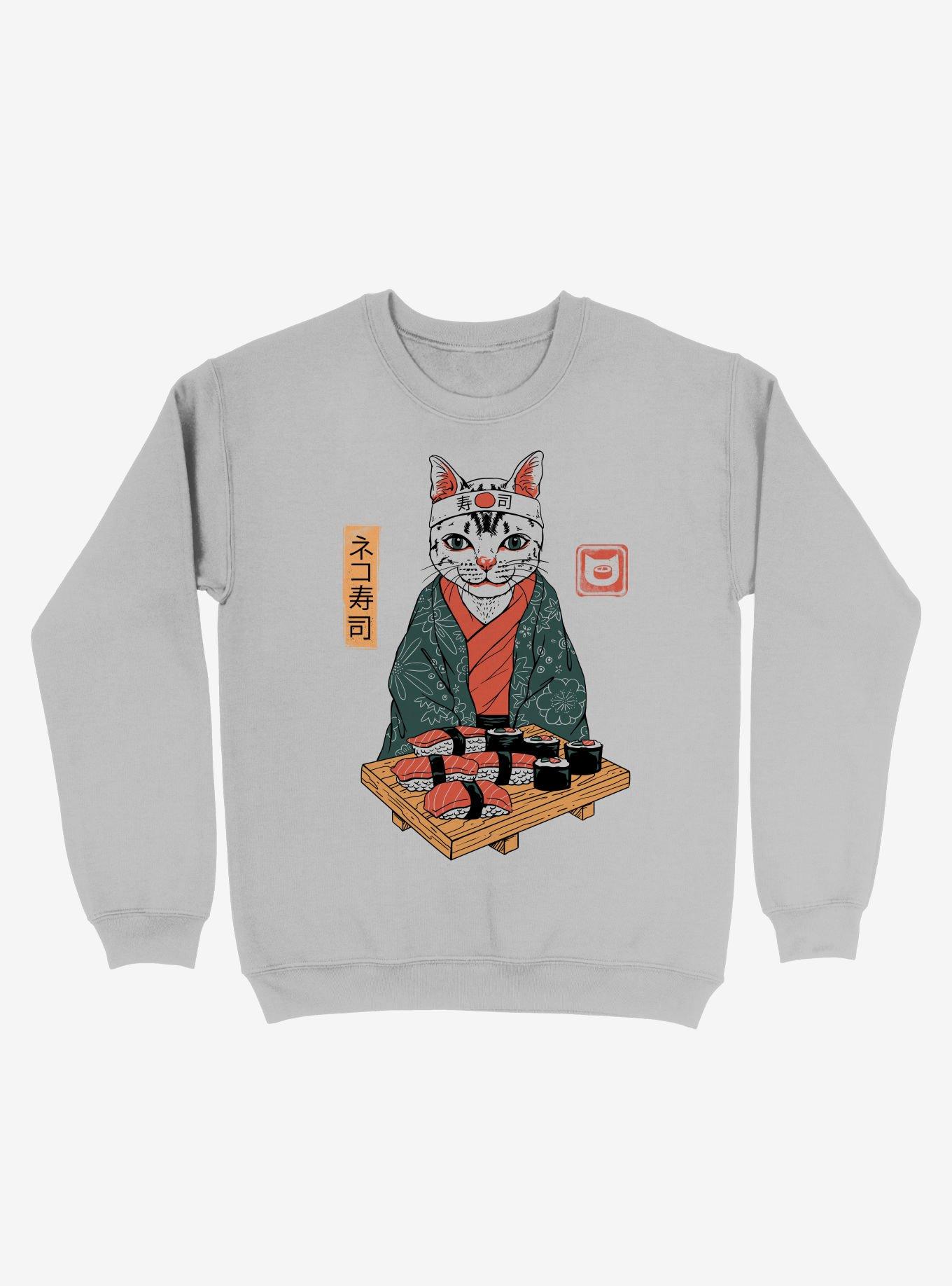 Neko Cat Sushi Bar White Sweatshirt, , hi-res