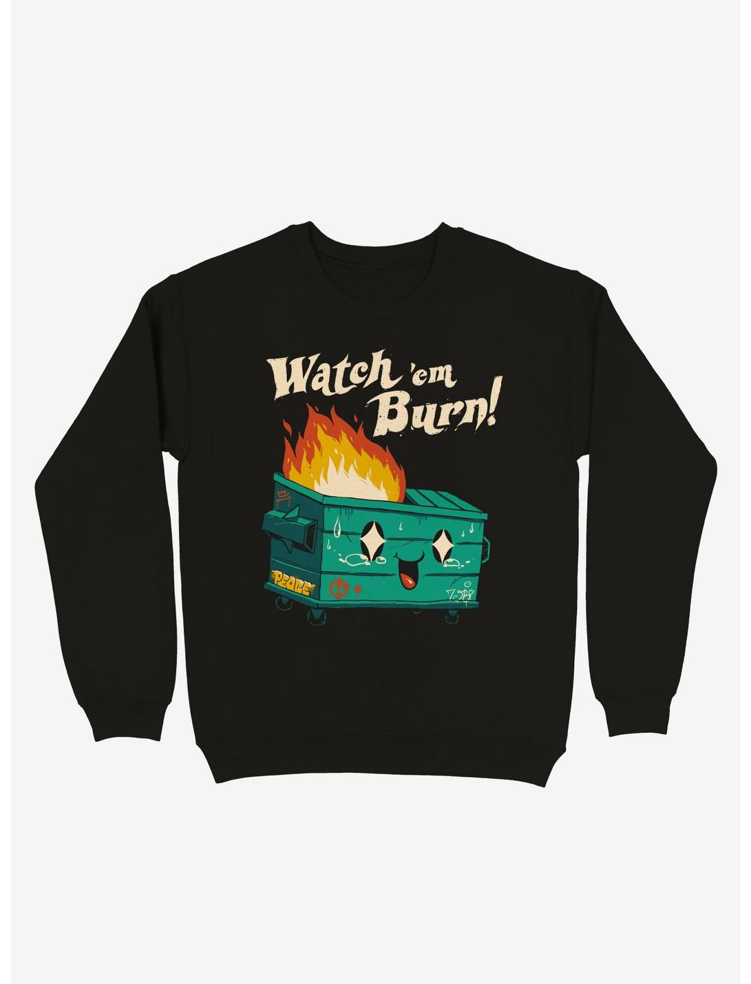 Watch 'Em Burn! Dumpster Sweatshirt, BLACK, hi-res