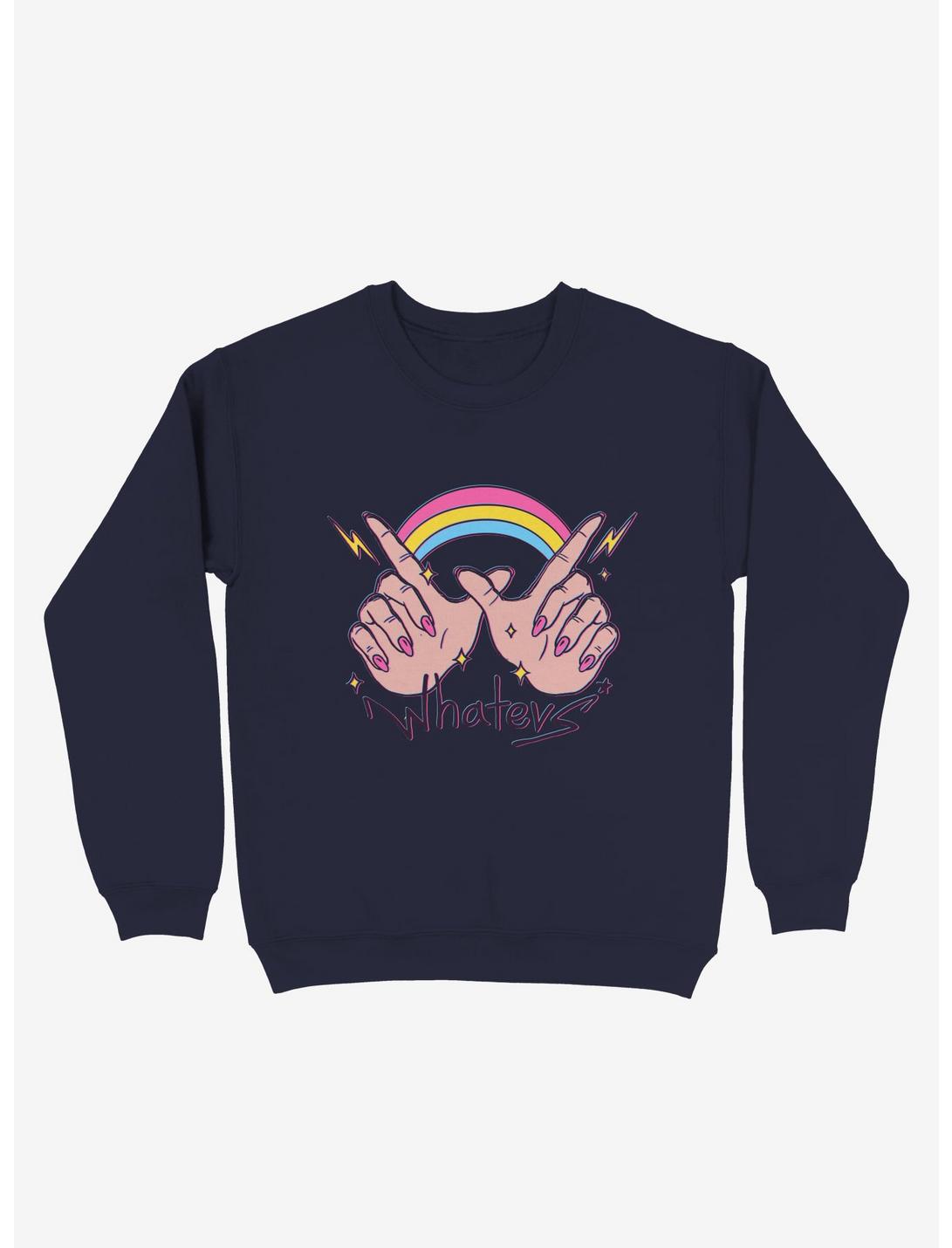 Whatevs! Rainbow Sweatshirt, NAVY, hi-res