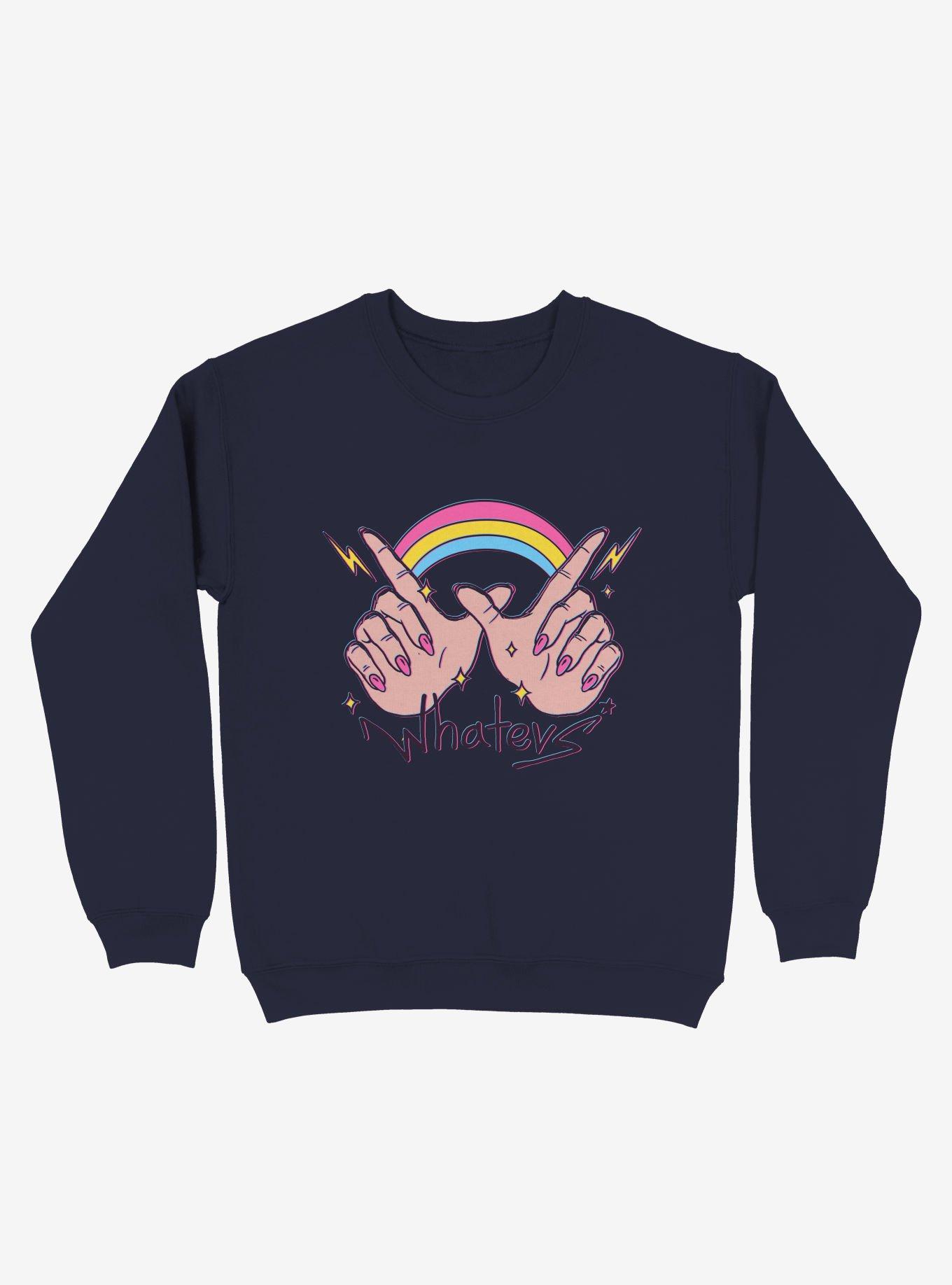 Whatevs! Rainbow Sweatshirt, NAVY, hi-res