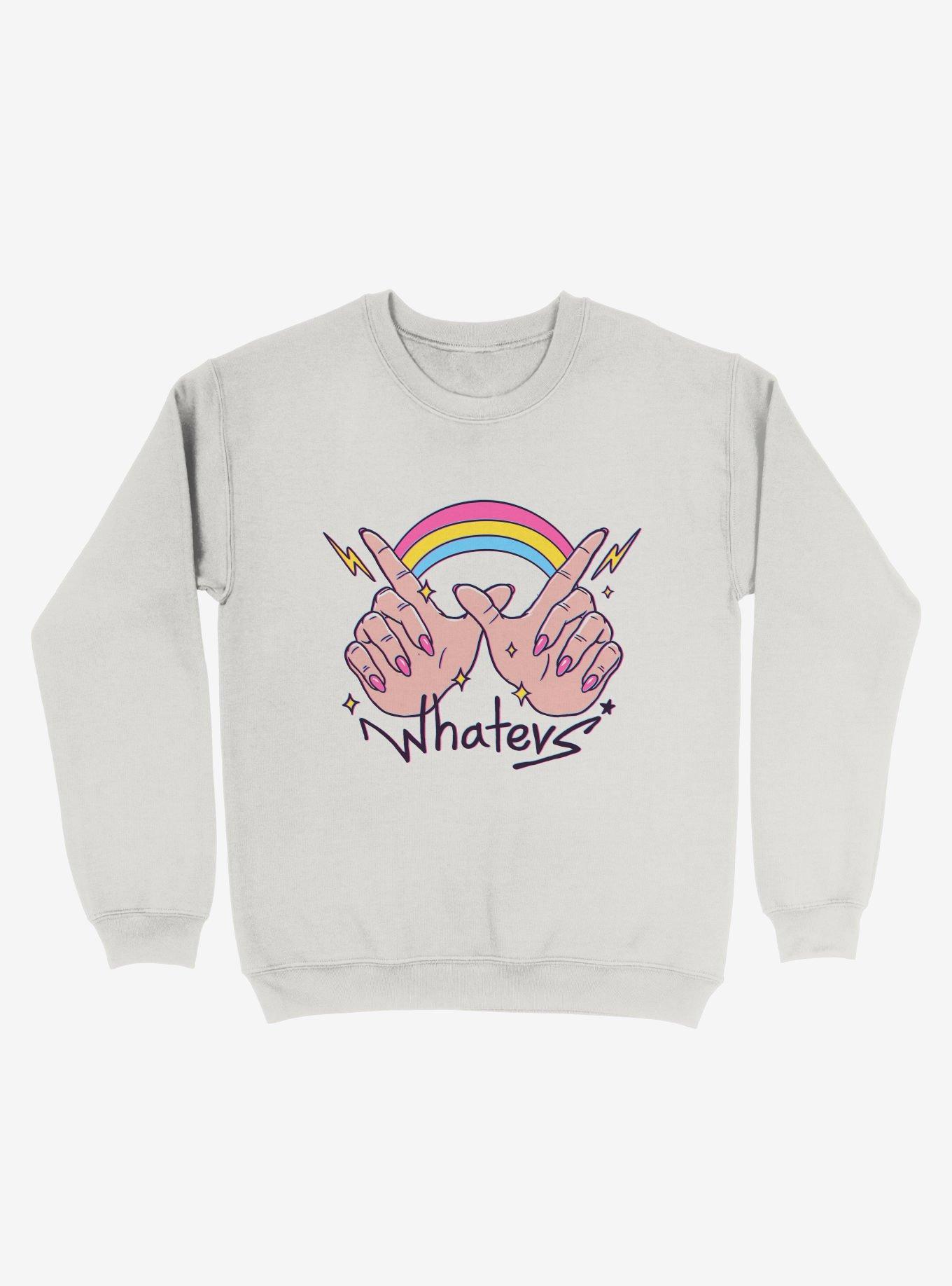 Whatevs! Rainbow Sweatshirt, WHITE, hi-res