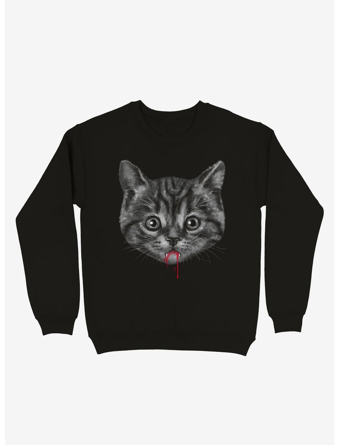 Black Pussy Cat Sweatshirt, BLACK, hi-res