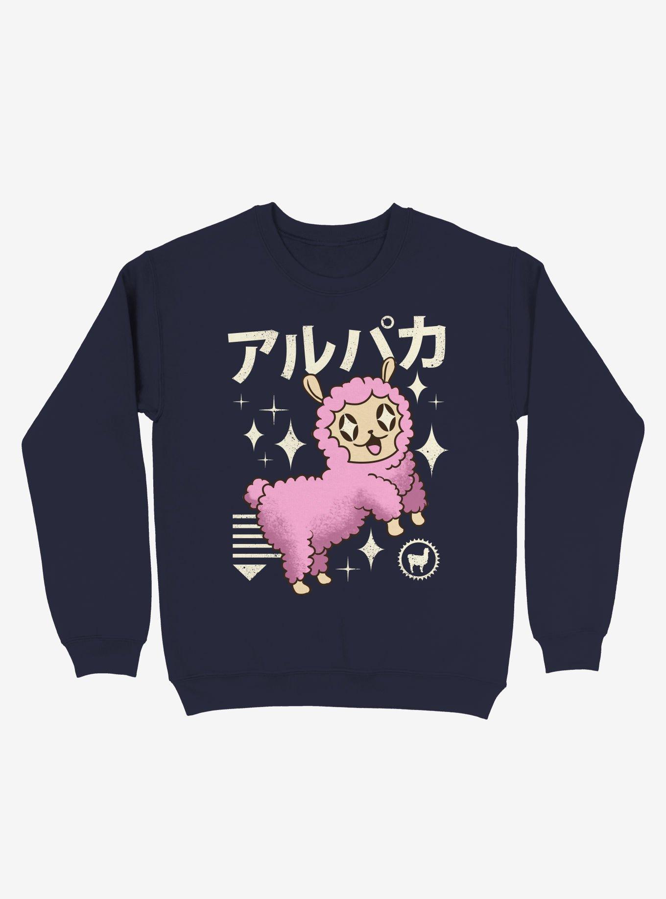 Kawaii Alpaca Sweatshirt, NAVY, hi-res