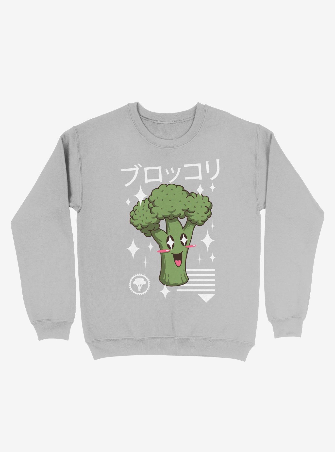 Kawaii Broccoli Sweatshirt, SILVER, hi-res