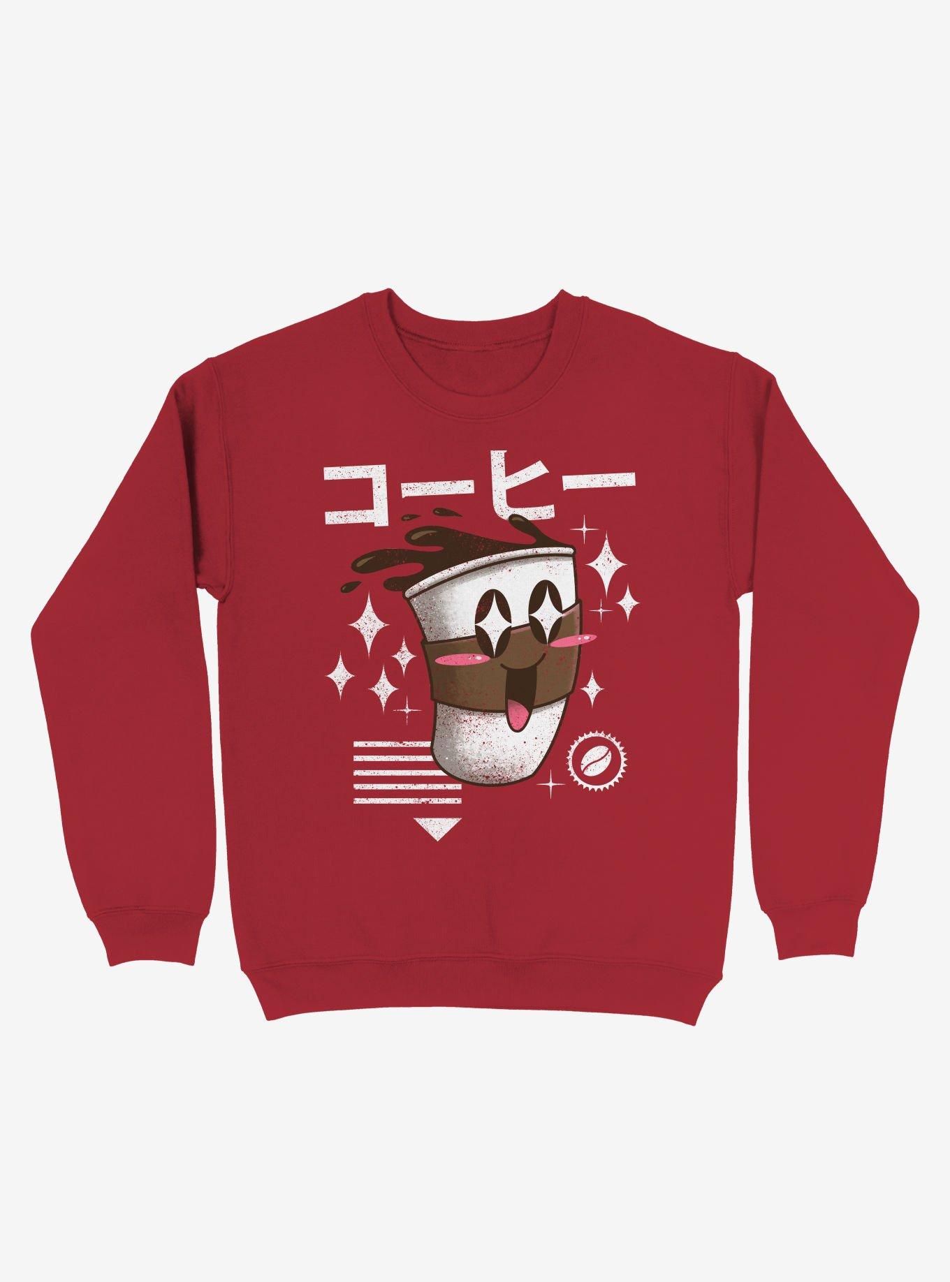 Kawaii Coffee Sweatshirt, RED, hi-res
