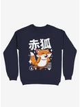 Kawaii Fox Sweatshirt, NAVY, hi-res