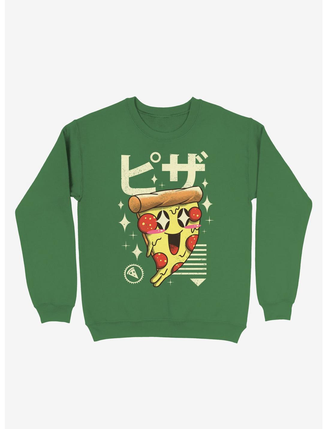 Kawaii Pizza Sweatshirt, KELLY GREEN, hi-res