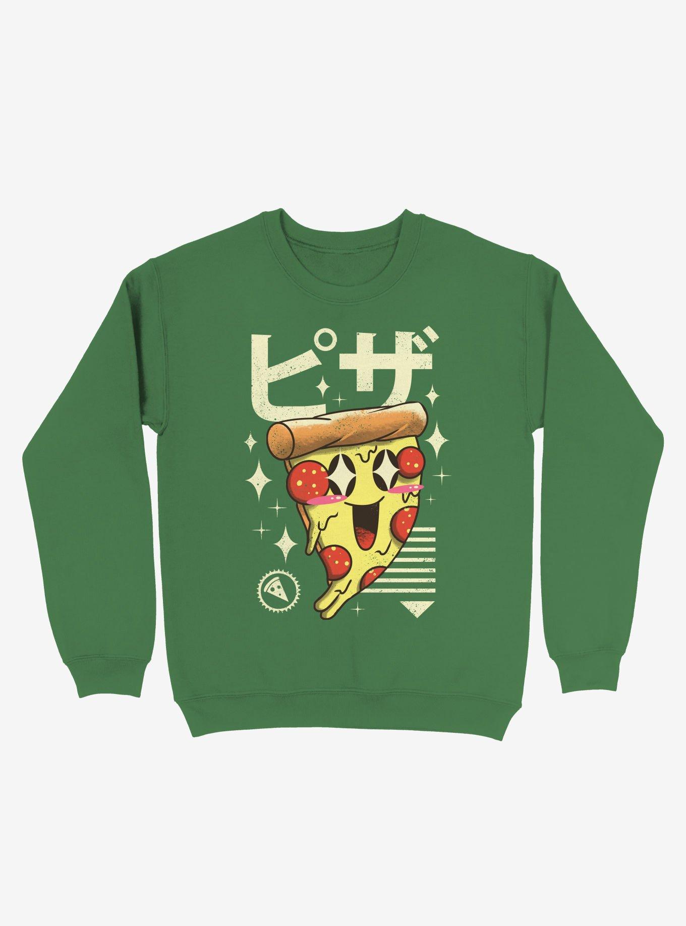 Kawaii Pizza Sweatshirt, KELLY GREEN, hi-res