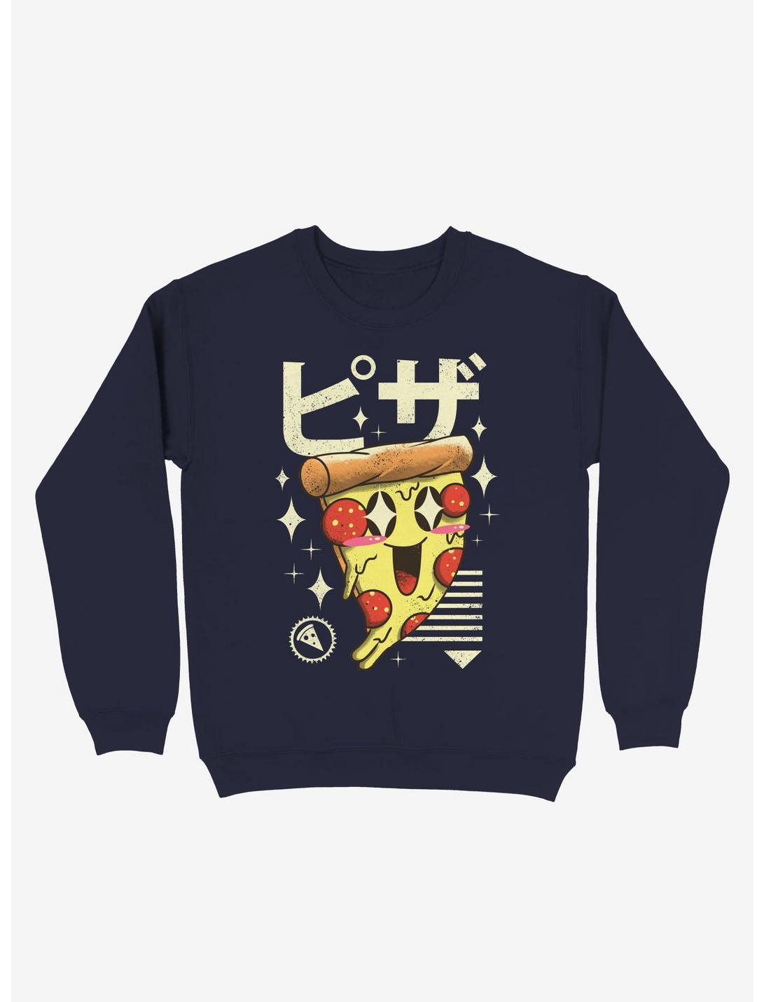Kawaii Pizza Sweatshirt, NAVY, hi-res