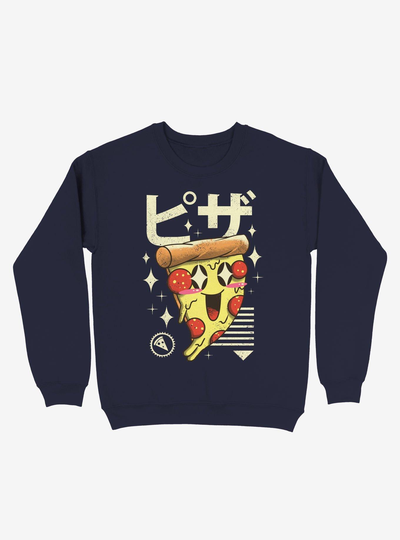 Kawaii Pizza Sweatshirt, NAVY, hi-res