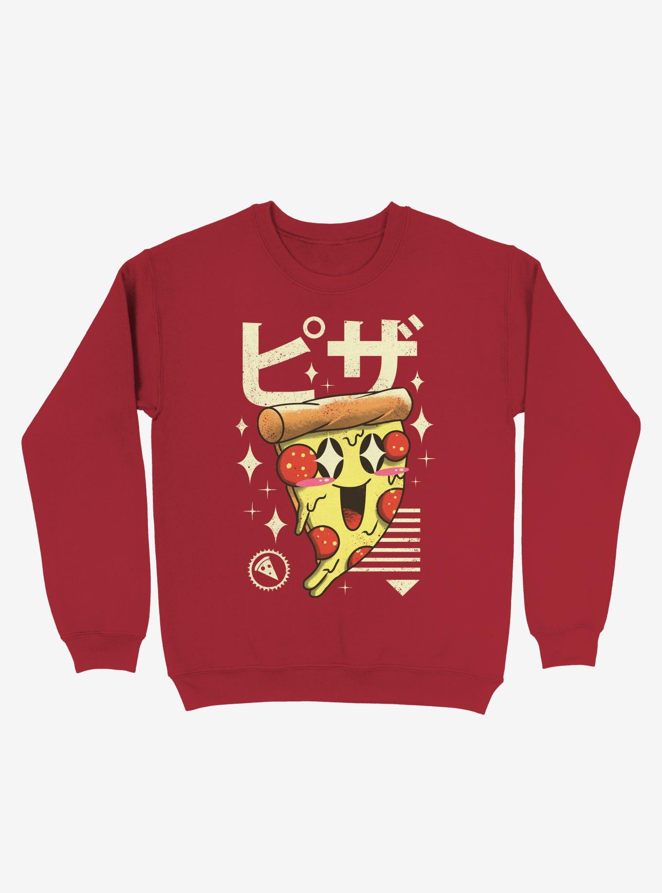 Kawaii Pizza Sweatshirt, RED, hi-res