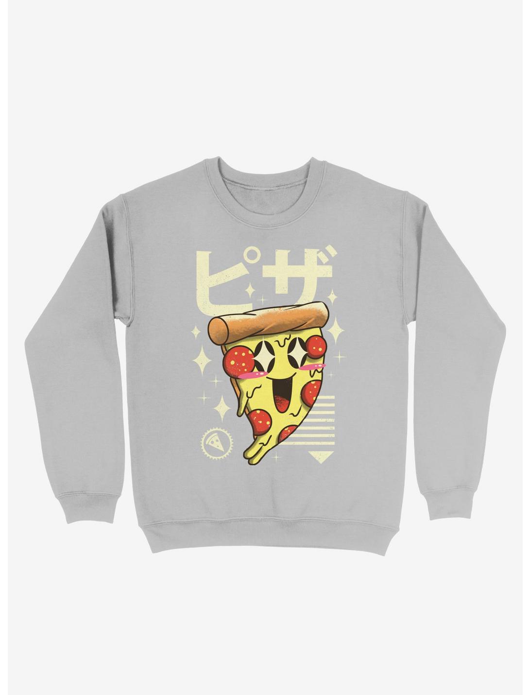 Kawaii Pizza Sweatshirt, SILVER, hi-res
