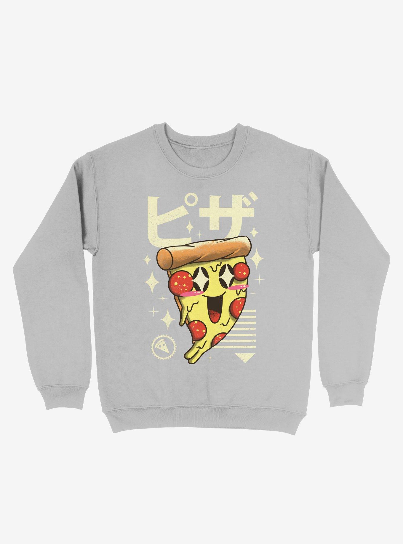 Kawaii Pizza Sweatshirt, SILVER, hi-res