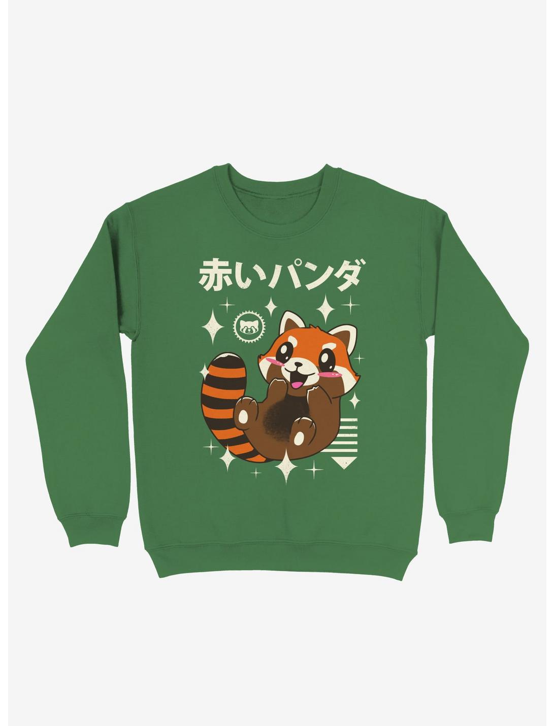 Kawaii Red Panda Sweatshirt, KELLY GREEN, hi-res
