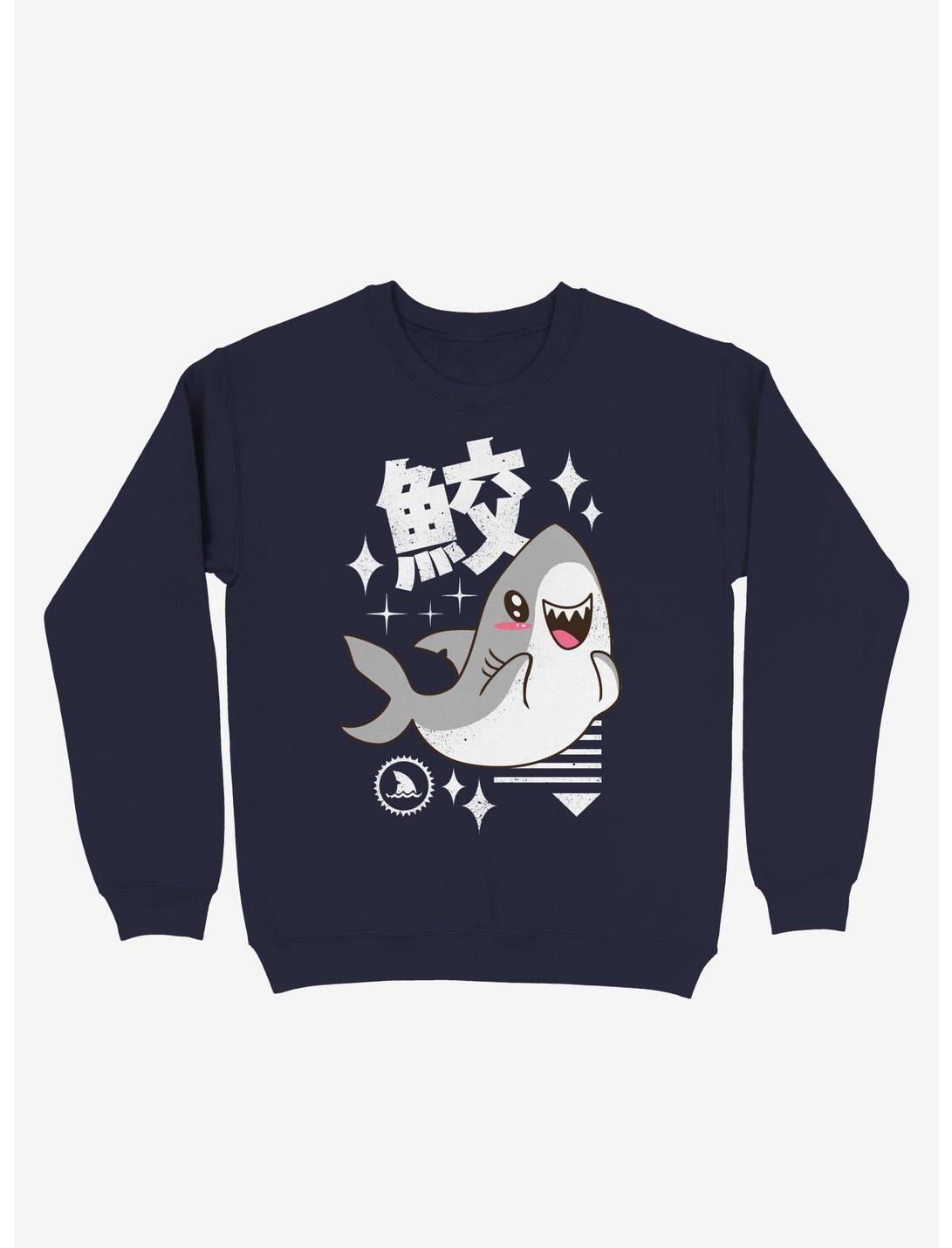 Kawaii Shark Sweatshirt, NAVY, hi-res