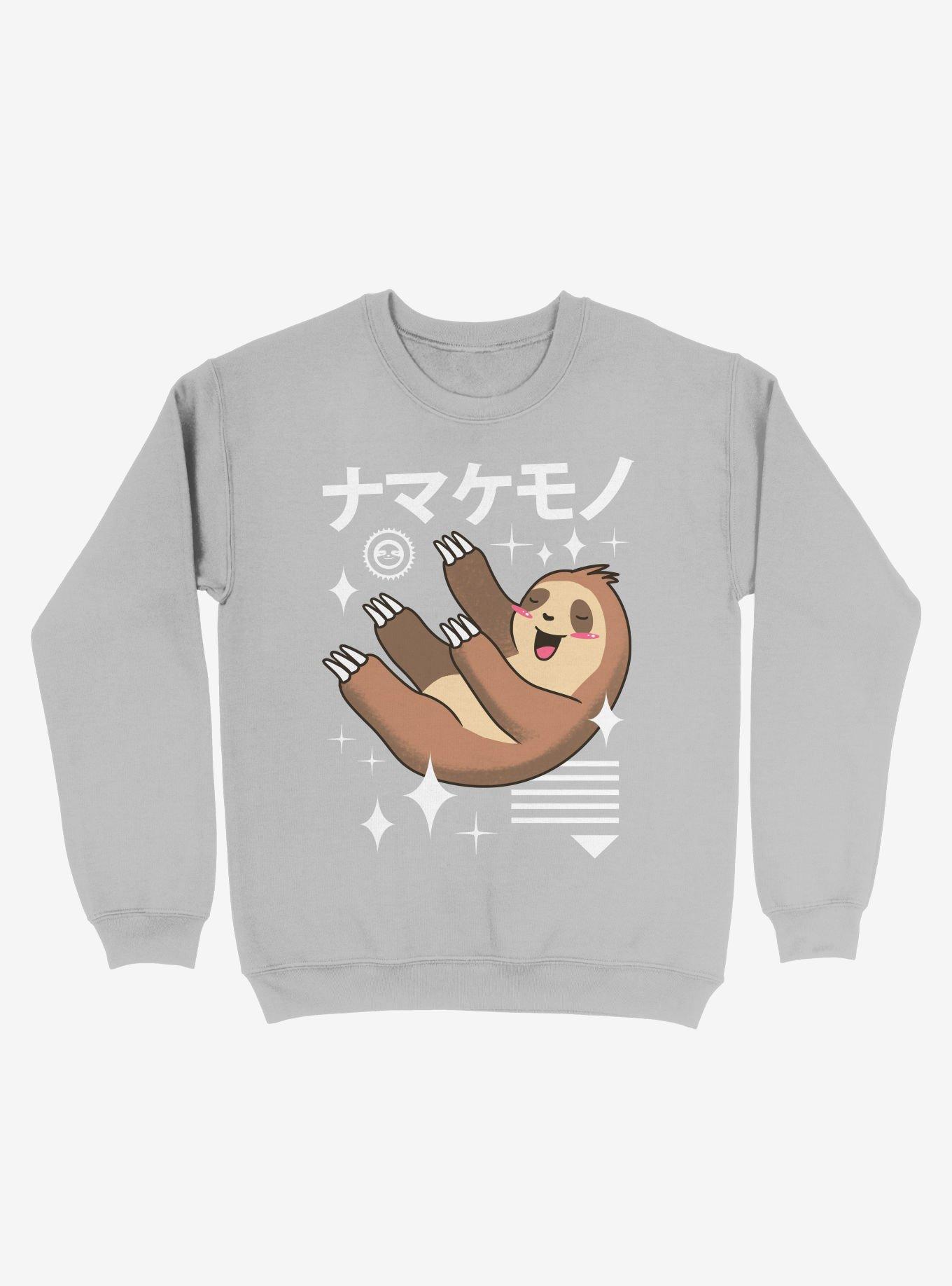 Kawaii Sloth Sweatshirt, SILVER, hi-res