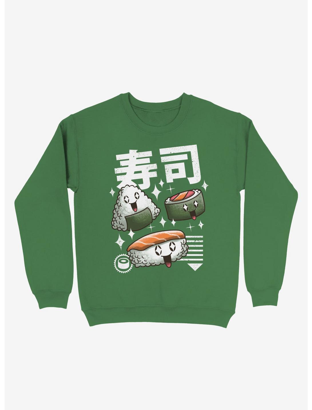 Kawaii Sushi Sweatshirt, KELLY GREEN, hi-res