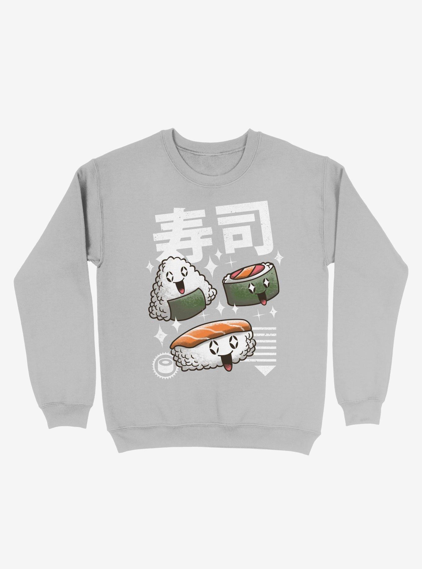 Kawaii Sushi Sweatshirt, SILVER, hi-res