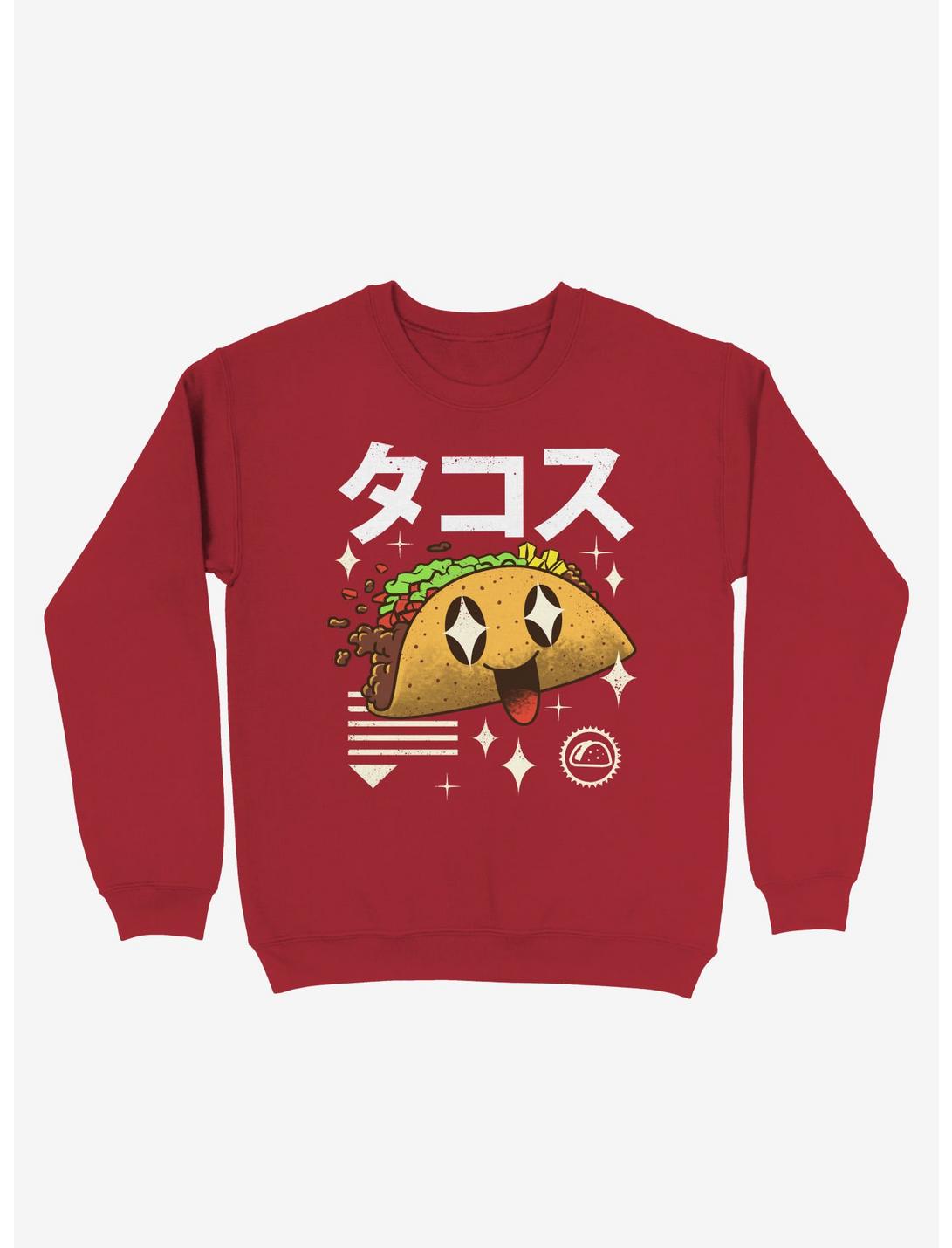 Kawaii Taco Sweatshirt, RED, hi-res