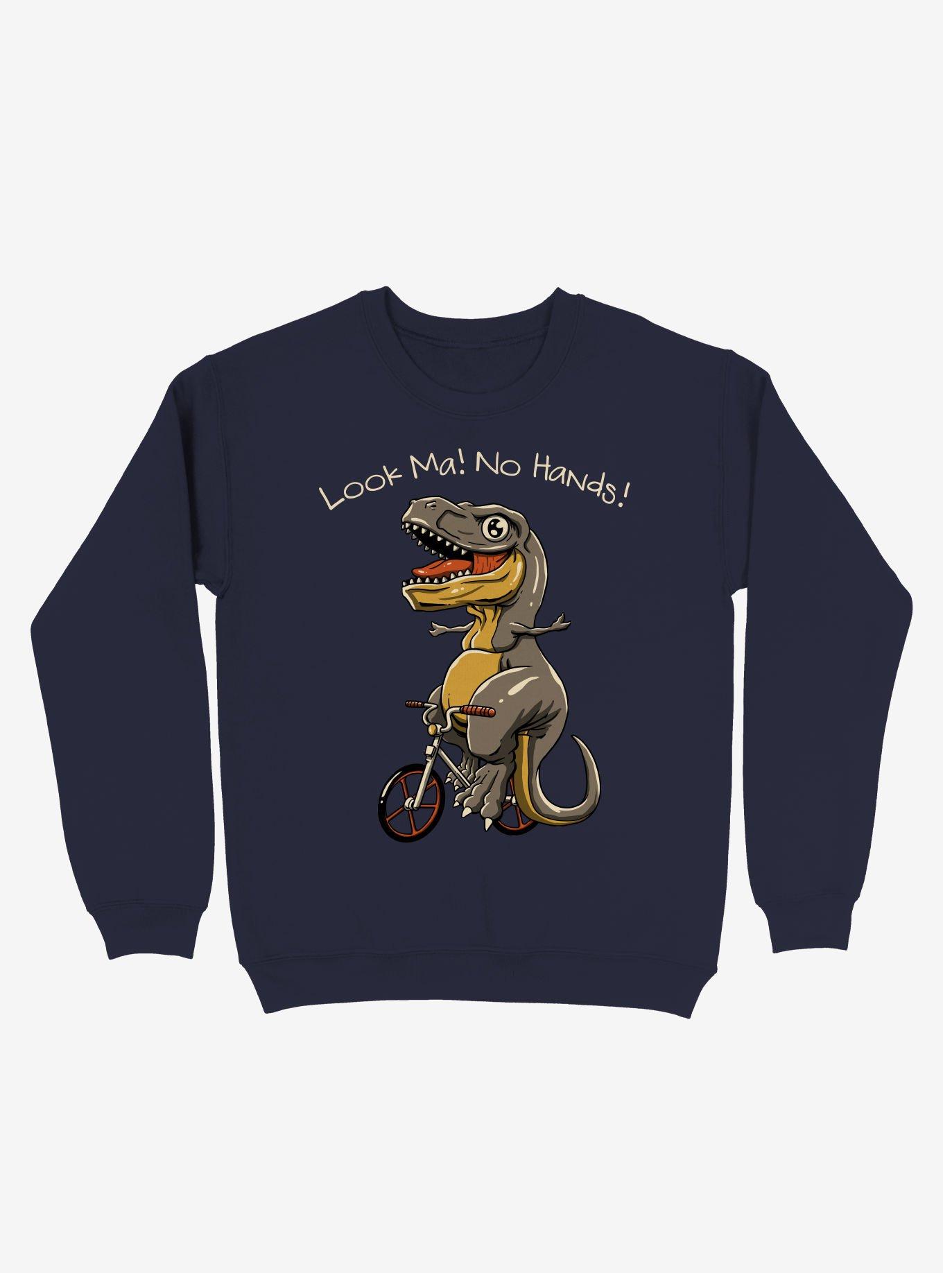 Look, Ma! No Hands! T-Rex Sweatshirt, NAVY, hi-res