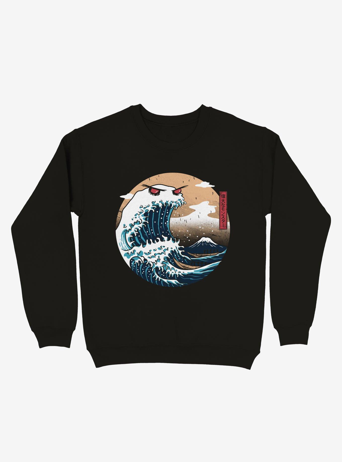 The Great Monster Off Kanagawa Black Sweatshirt, BLACK, hi-res