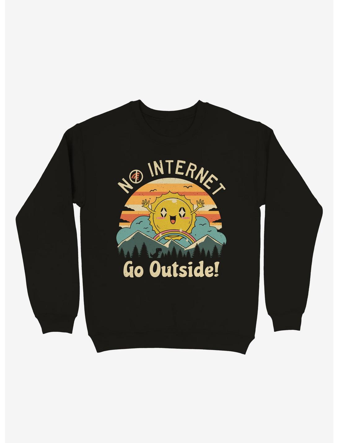 No Internet Vibes! Go Outside Nature Sweatshirt, BLACK, hi-res