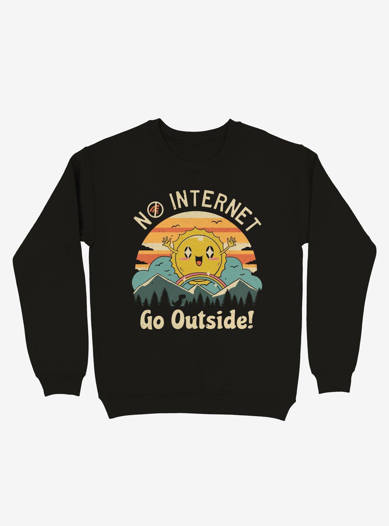 No Internet Vibes! Go Outside Nature Sweatshirt, BLACK, hi-res