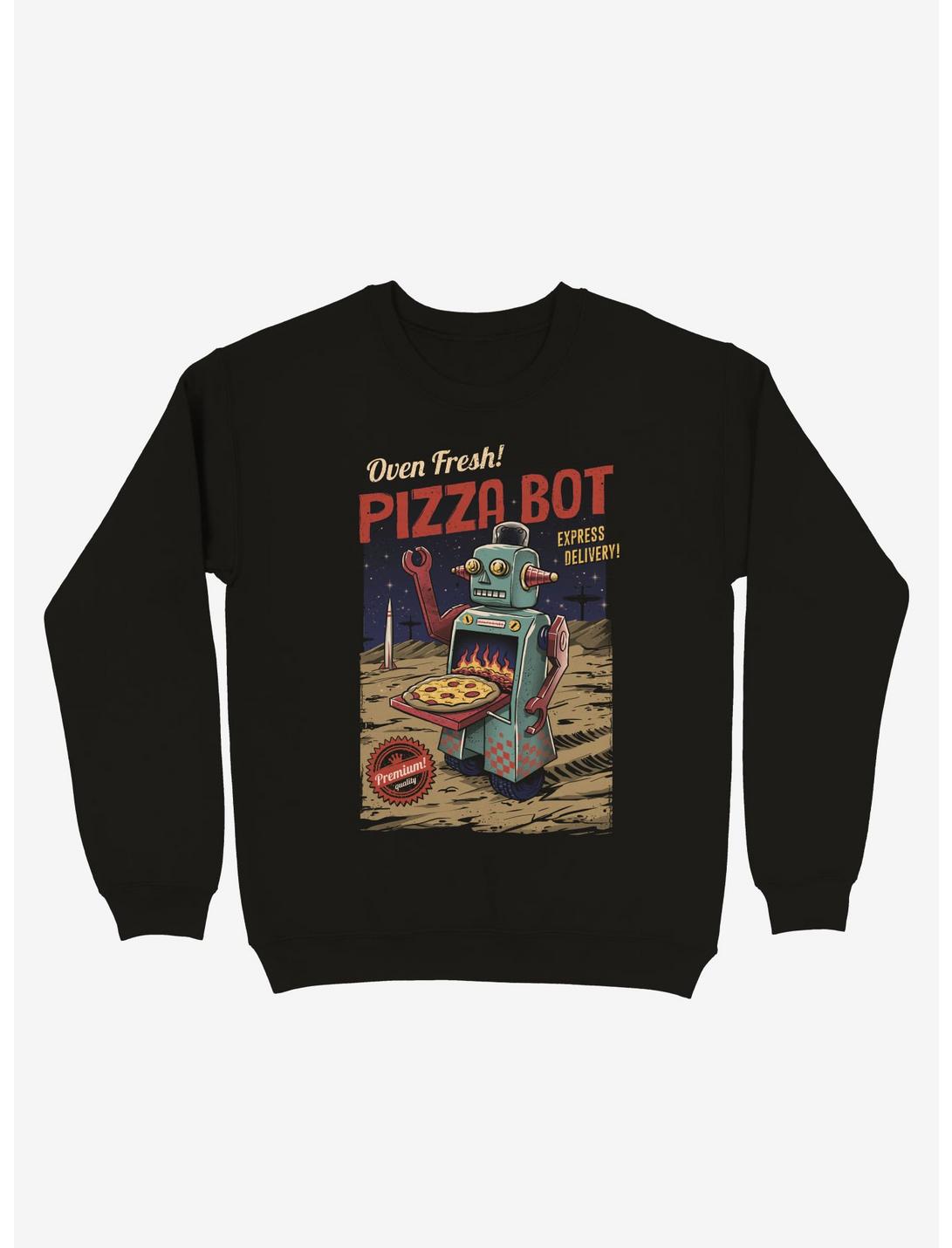 Pizza Bot Sweatshirt, BLACK, hi-res