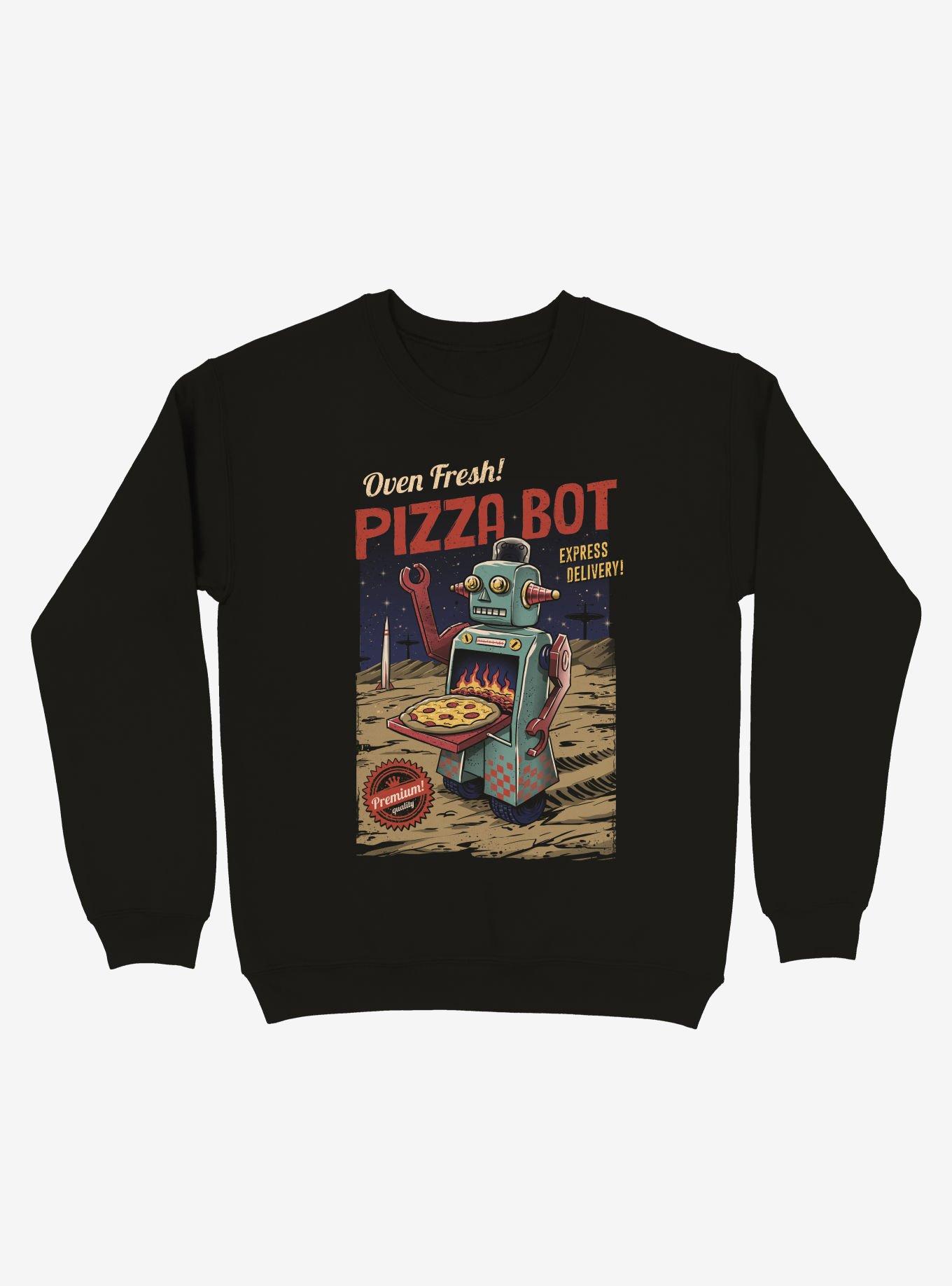 Pizza Bot Sweatshirt, BLACK, hi-res